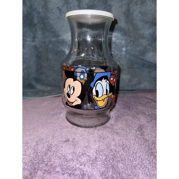 Vintage Disney Juice Carafe 48 ounces Mickey And Friends Glass collectible - Picture 3 of 6